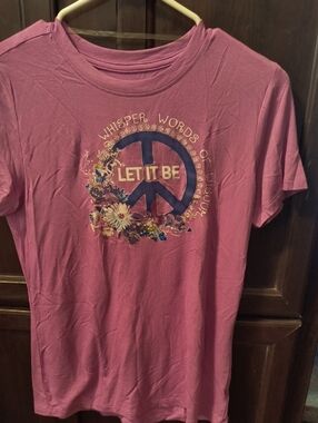 just be Pink Peace Graphic Tee - "Let It Be" NWOT Large